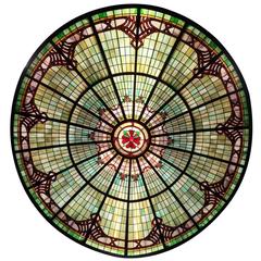 Used Wild Rose Stained Glass Ceiling Dome