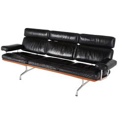 Used Eames Sofa by Herman Miller, Black Leather and Teak