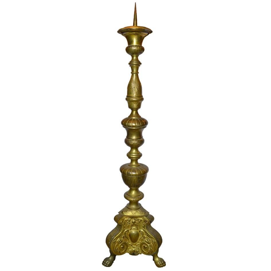 19th Century Large Pricked Candlestick im Angebot