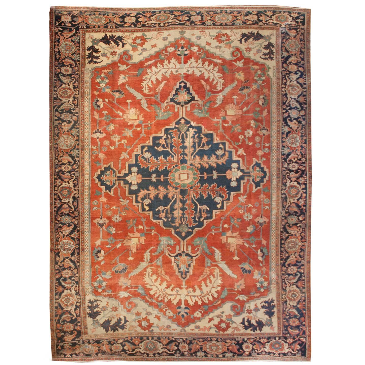 Incroyable tapis Serapi du 19ème siècle