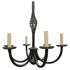 French 1940s Wrought Iron Chandelier in the Style of Gilbert Poillerat 7