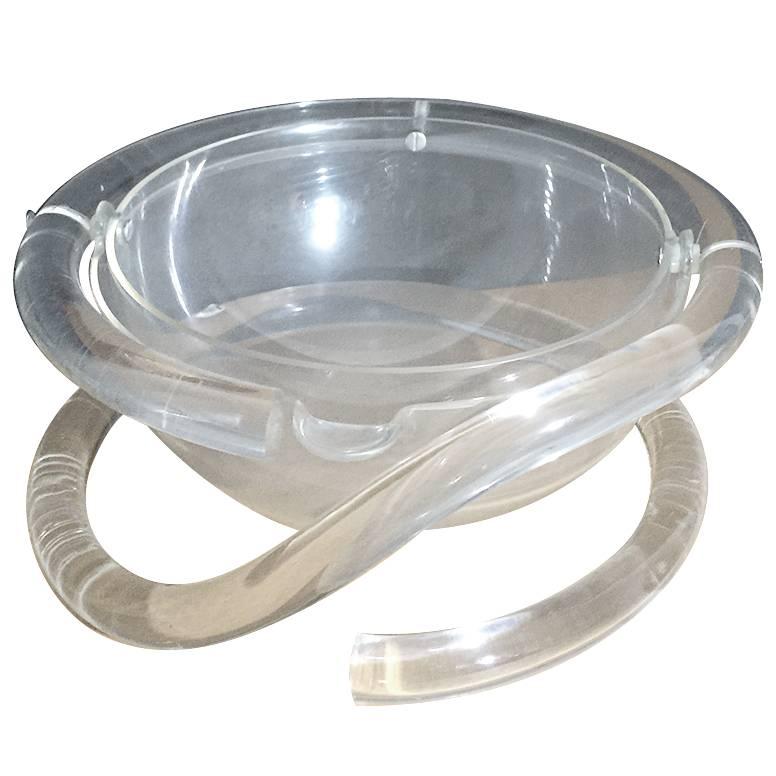 Rare Dorothy Thorpe Lucite Pretzel Stand with Orb Dish