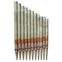 Set of Eleven Hand-Painted 19th Century Church Organ Pipes