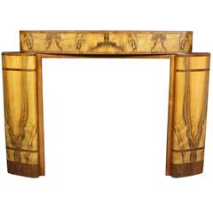 Striking Art Deco Burr Walnut Fire Surround 11