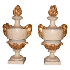 Pair of Paint and Gilt French Urns