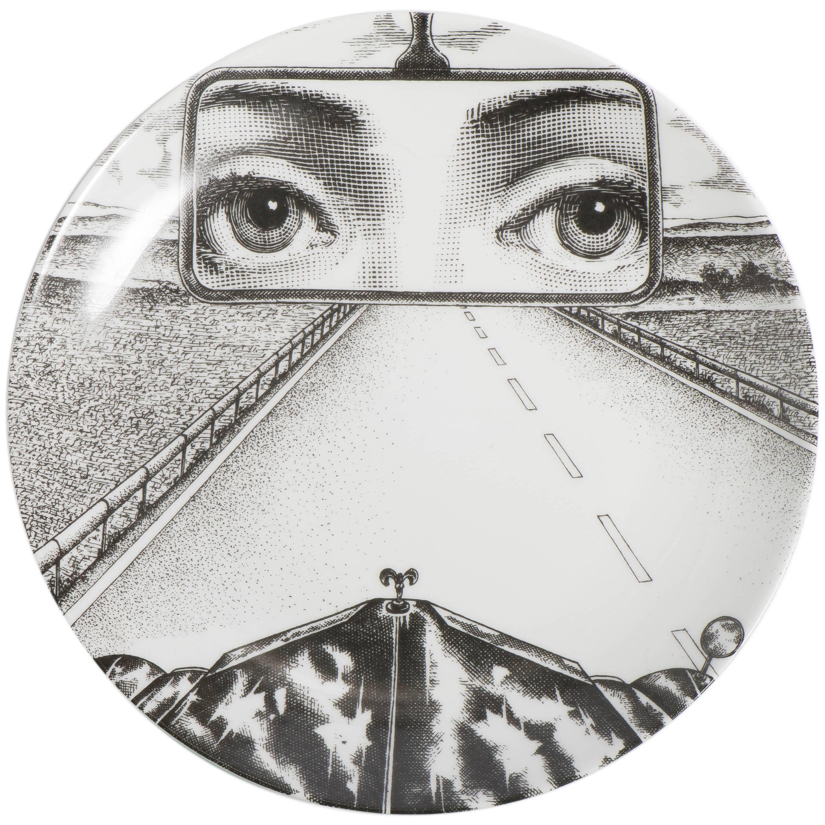 Atelier Fornasetti porcelain plate number 321, Italy circa 1990