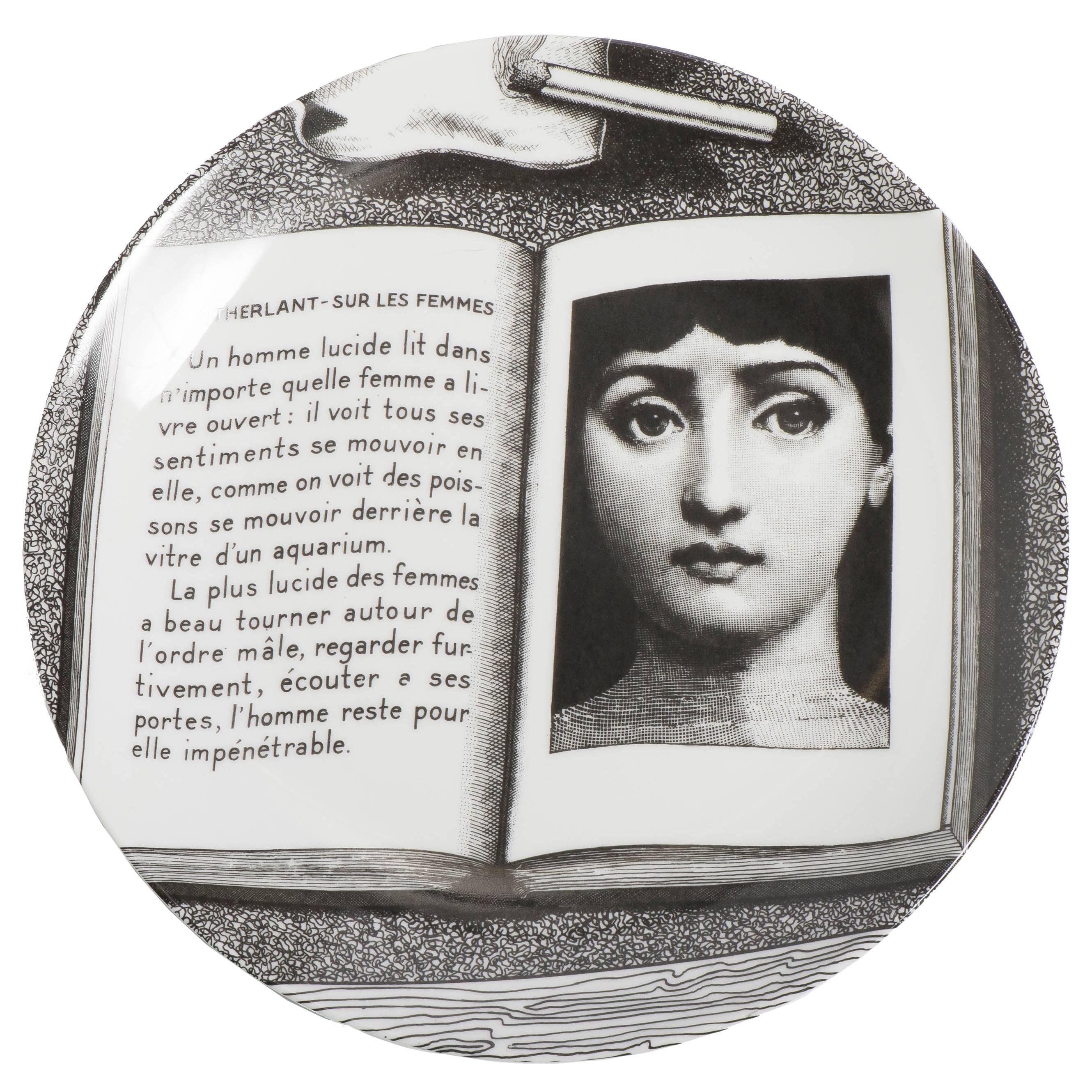 Atelier Fornasetti porcelain plate number 201, Italy circa 1990