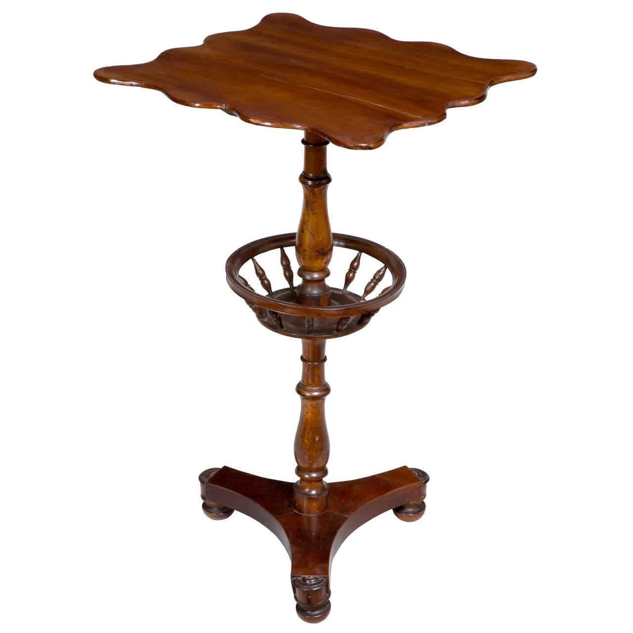 Mahogany Federal or Classical Candle Stand with Basket