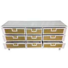 Hollywood Regency Faux Bamboo & Rattan 9 Drawer Lacquered Cabinet-Dresser 4