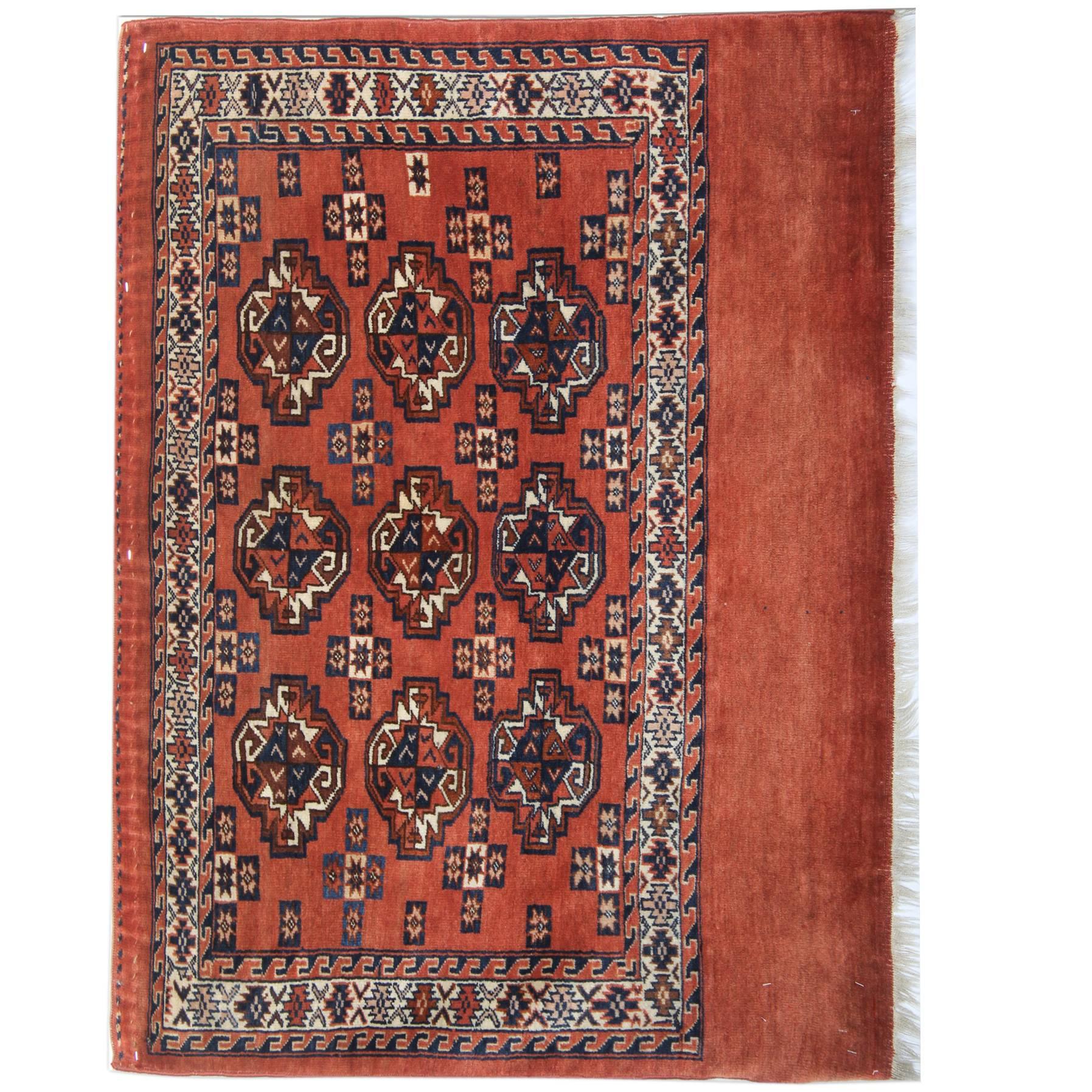 Antique Rugs Turkmen Floor Handmade Carpet Area Red Oriental Rugs for Sale For Sale