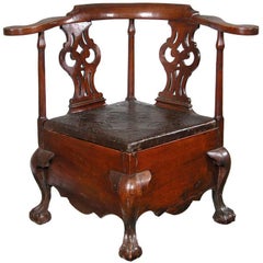 Used Fully Developed Mahogany Chippendale Commode Stool