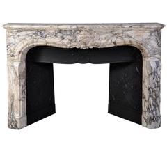 Large Antique Regence Style Fireplace, Seravezza Marble, 19th Century