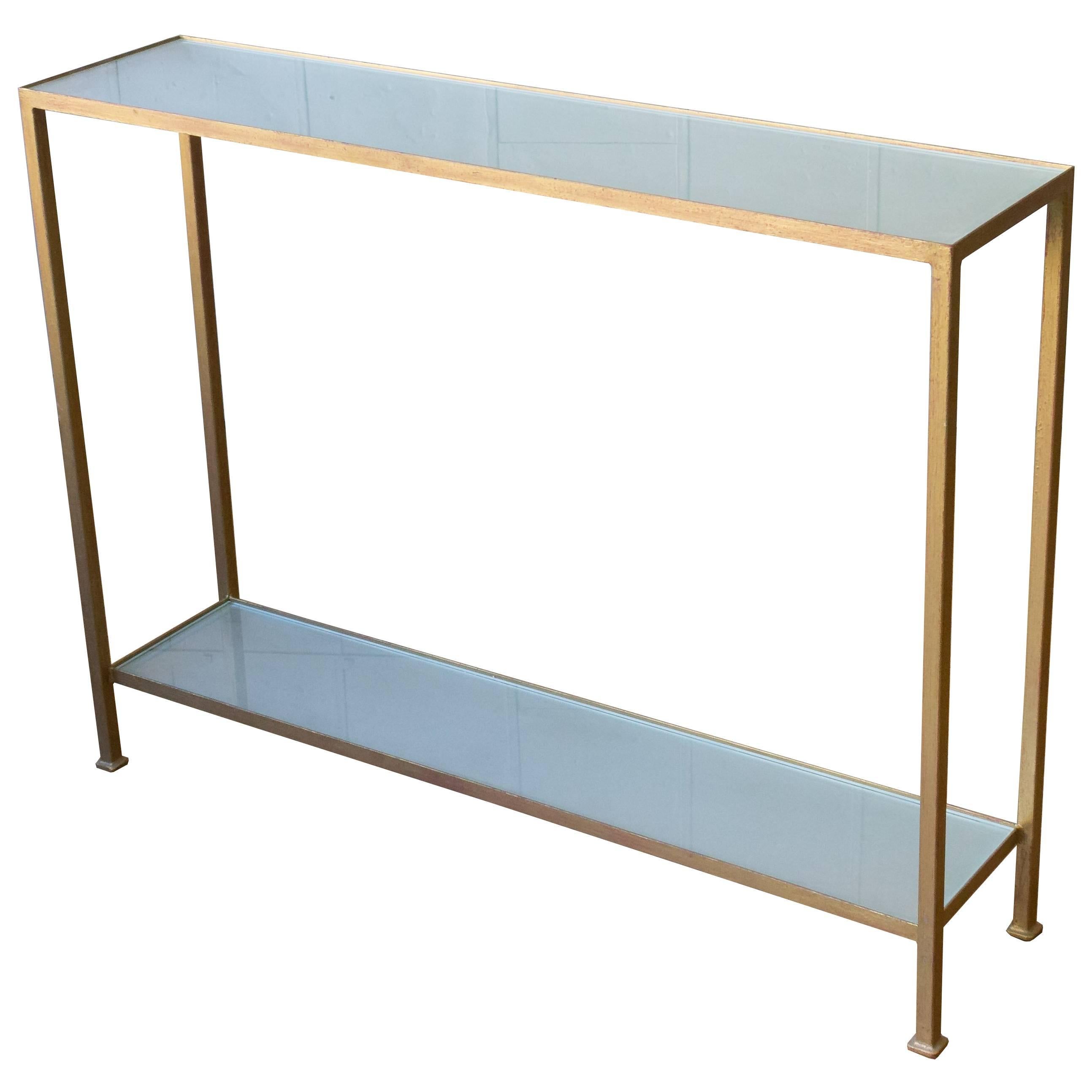 Marcelo Console Table with Sandblasted Glass Shelves For Sale