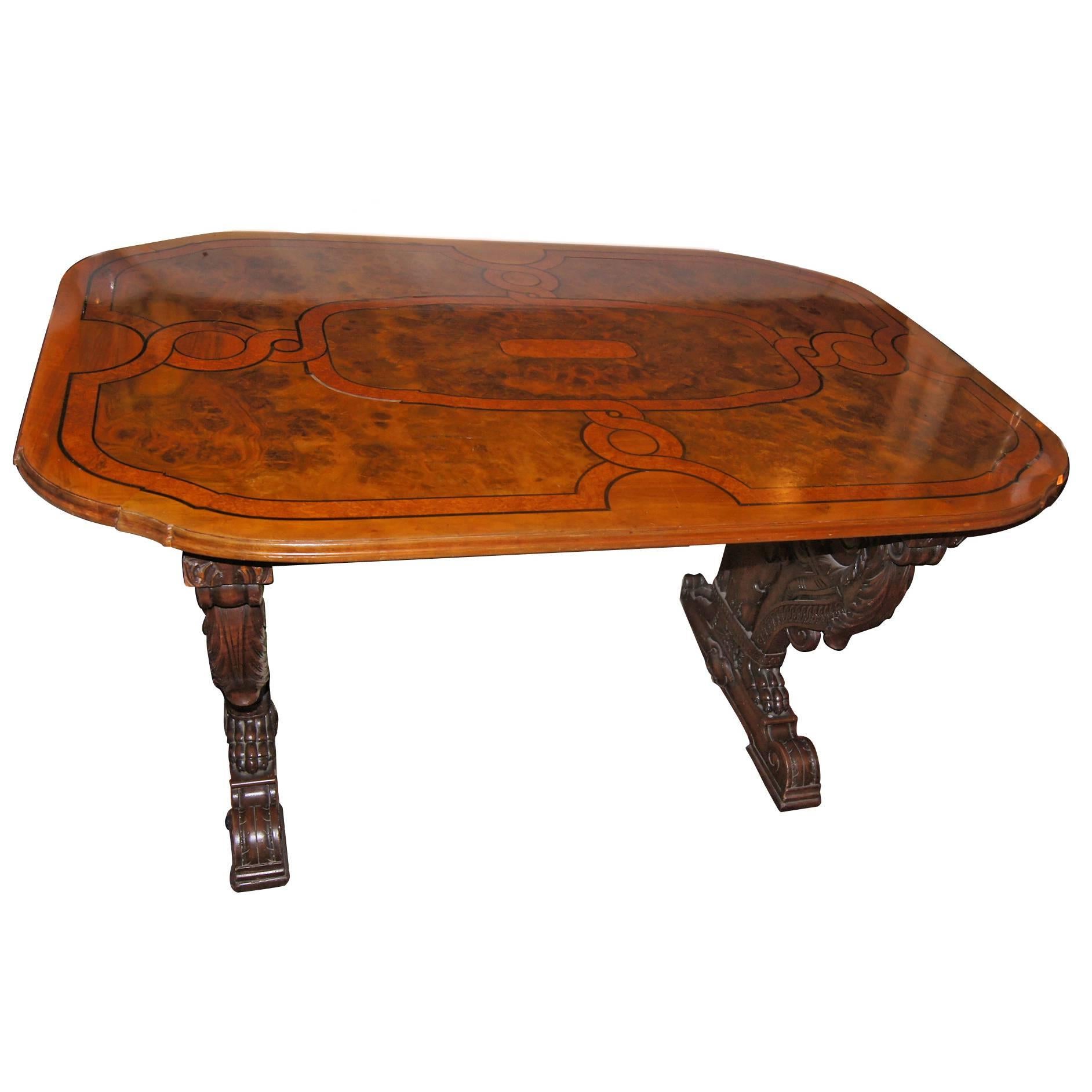Italian Parquetry Top Table For Sale