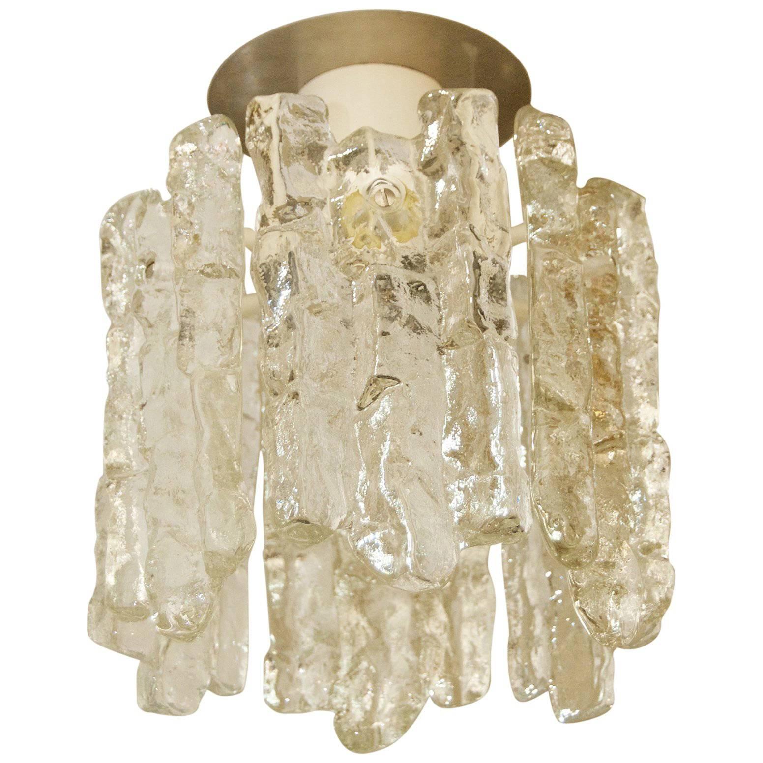 Petite Kalmar Ice Glass Flush Mounted Pendant For Sale