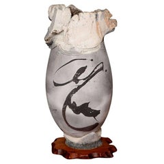 Monumental Paul Soldner Raku Pedestal Vase