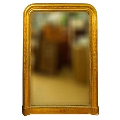 Large Giltwood Louis Philippe Style Wall Mirror with Foliage Detail