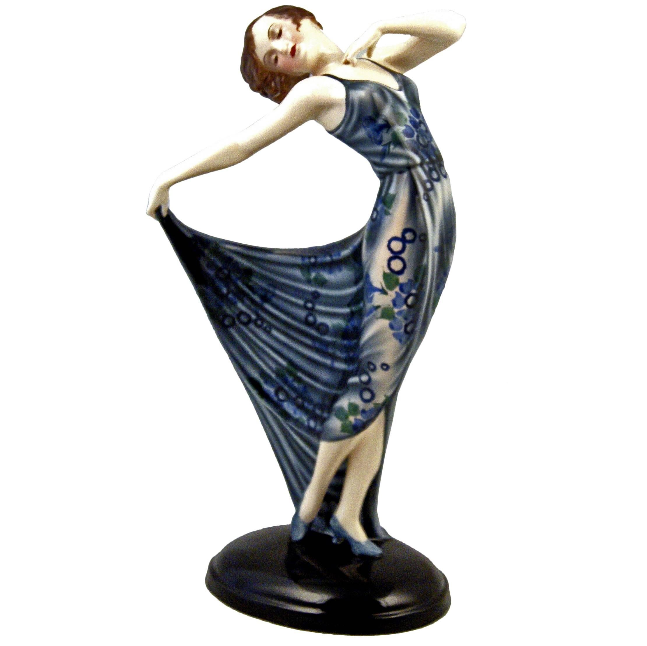 Goldscheider Vienna Posed Lady Dancer Nice Figurine by Josef Lorenzl, circa 1934