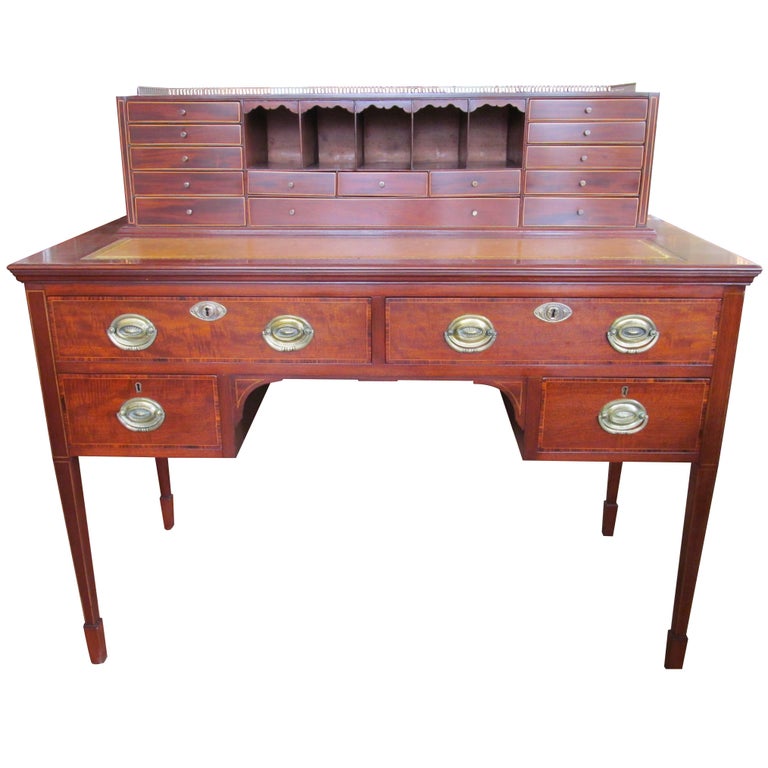 Antique English Mahogany Hepplewhite Style Writing Desk with Original