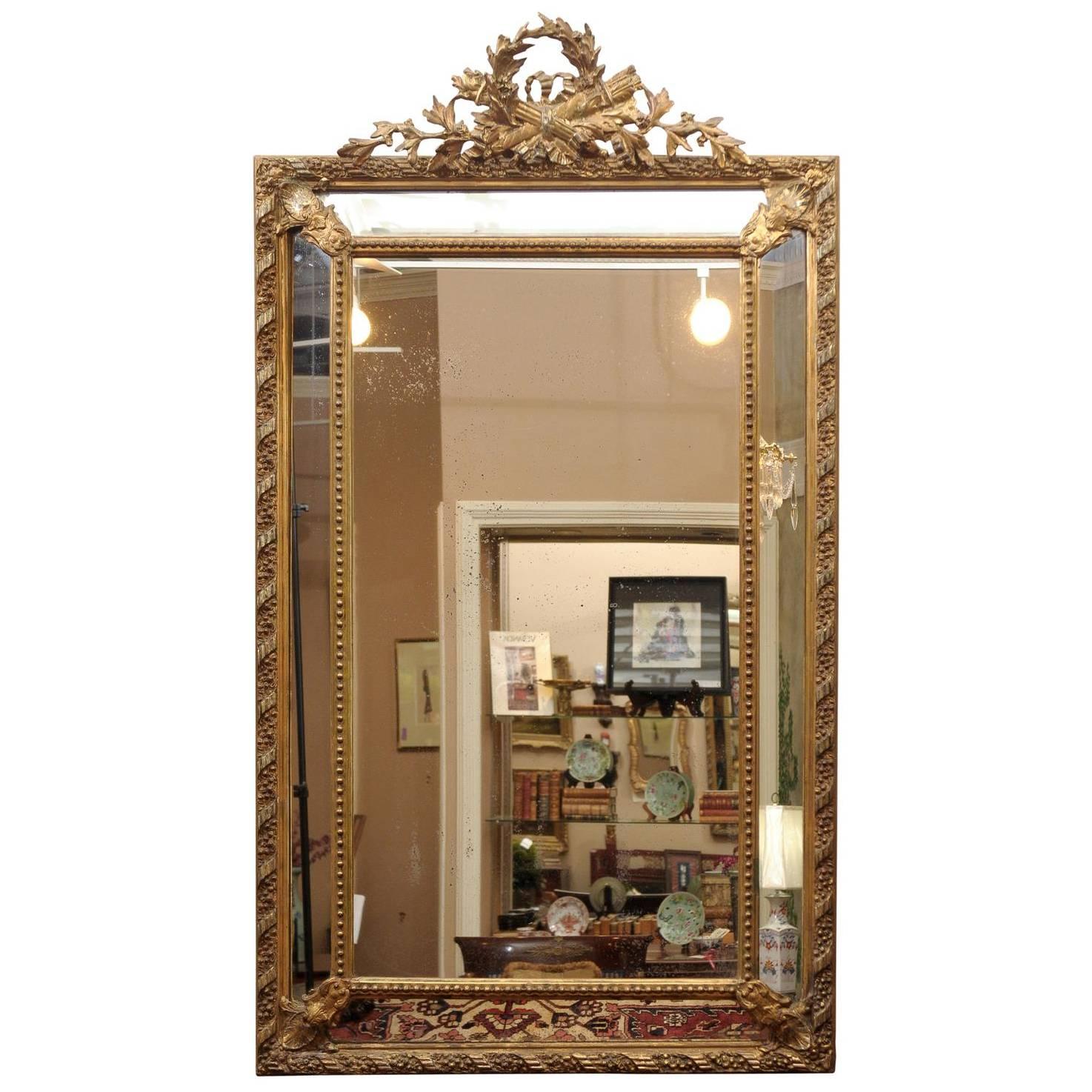 English Gilt Cushion Mirror, Mid-19th Century