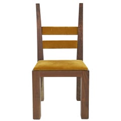 Sentient DC-01 Dining Chair in Walnut with Gold Velvet Upholstery