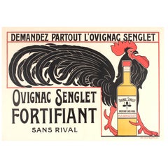 Original Vintage 1920s Advertising Poster for a Cognac Drink, Ovignac Senglet