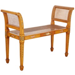 Adam Style Satinwood and Caned Window Seat