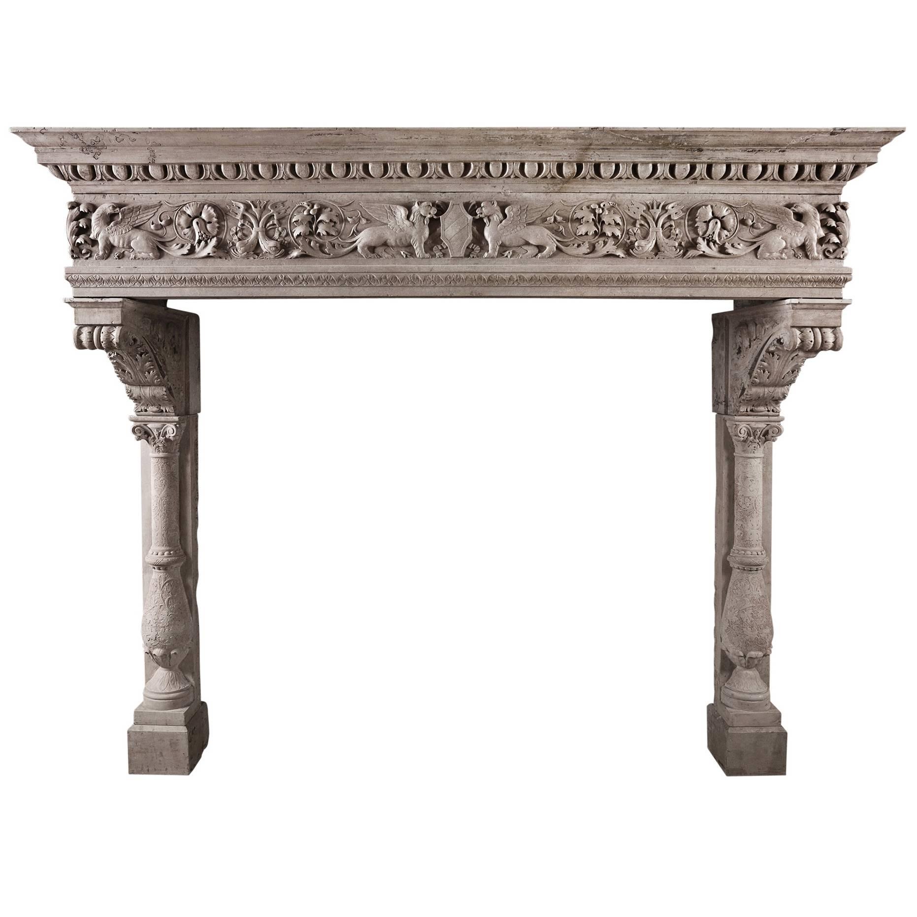 Italian Renaissance Chimneypiece in Istrian Stone