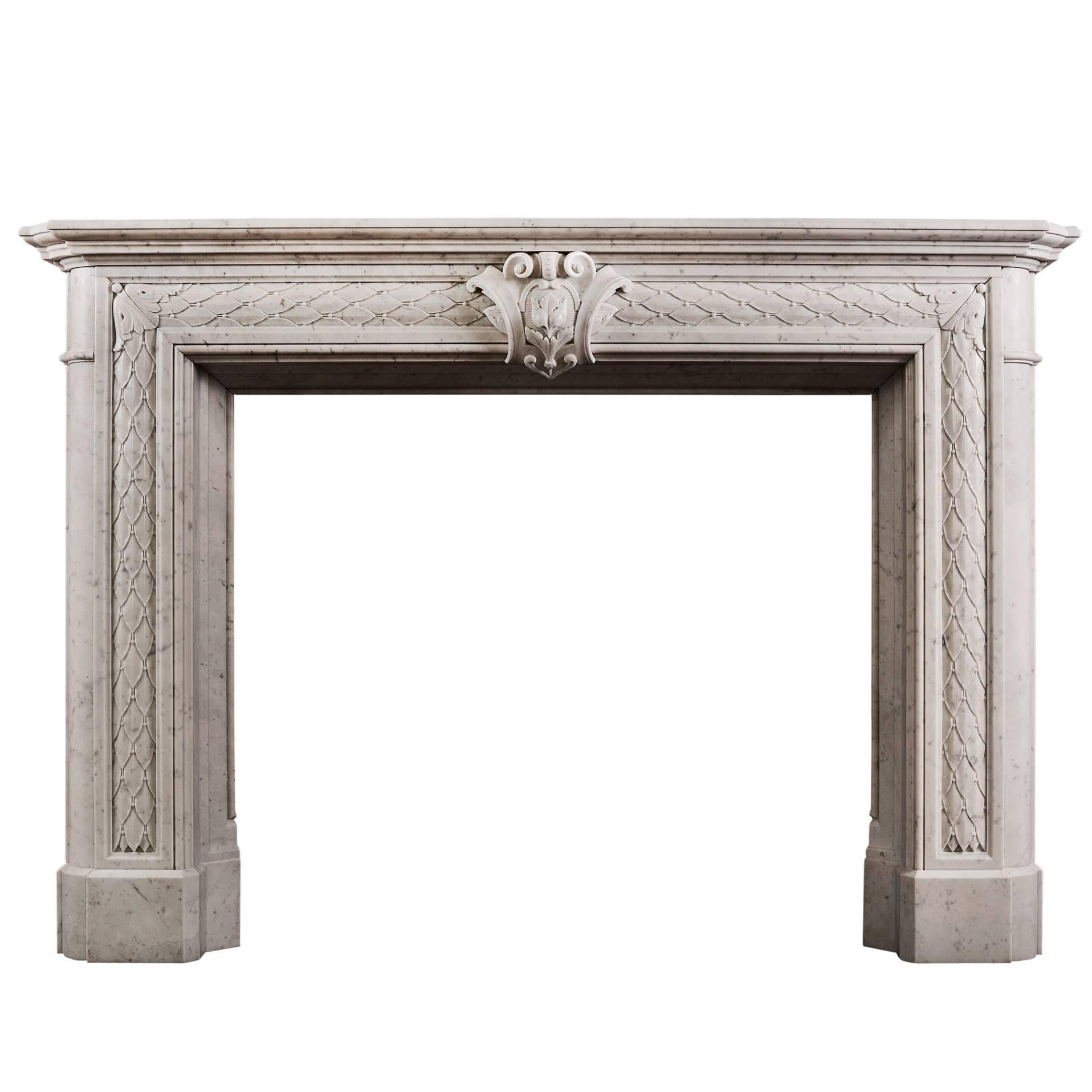19th Century Statuary White Marble Fireplace For Sale