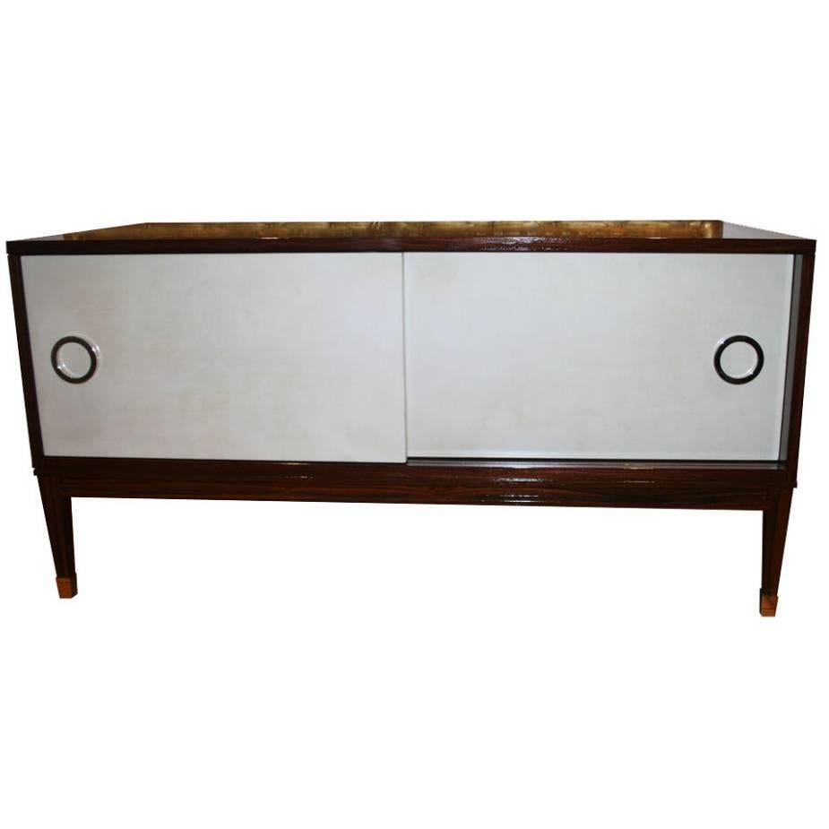 Ryan Parchment Door Rosewood Console For Sale
