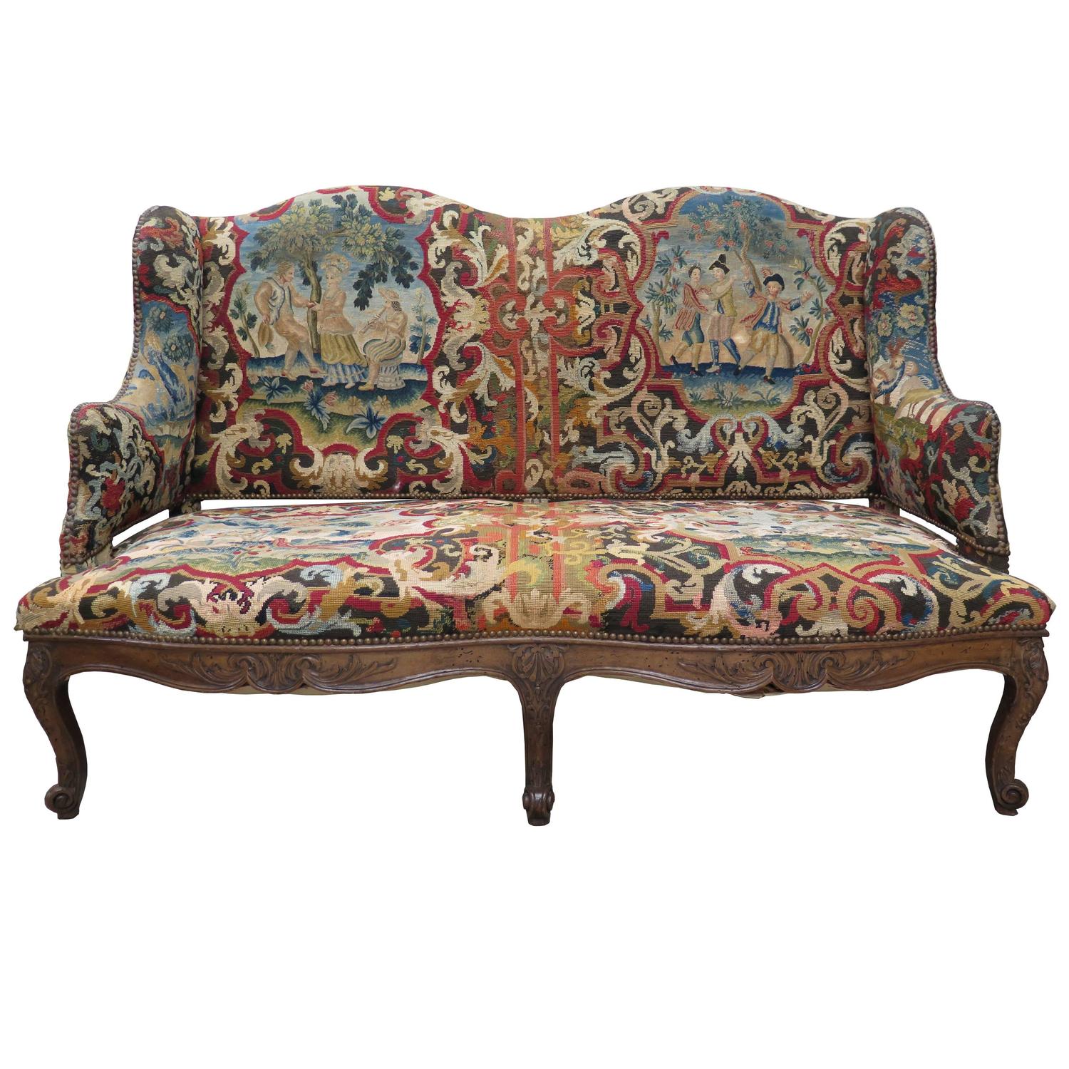 18th Century French Tapestry Sofa For Sale at 1stdibs