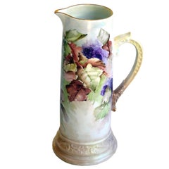 19th Century Limoges French Painted Porcelain Pitcher