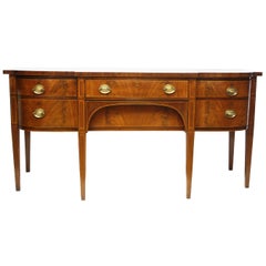 English Georgian Sideboard of Bookmatched Flame Mahogany with Boxwood Stringing