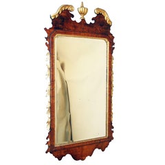 Antique Georgian Walnut and Gilt Mirror