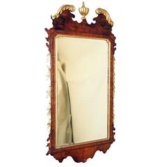 Antique Georgian Walnut and Gilt Mirror