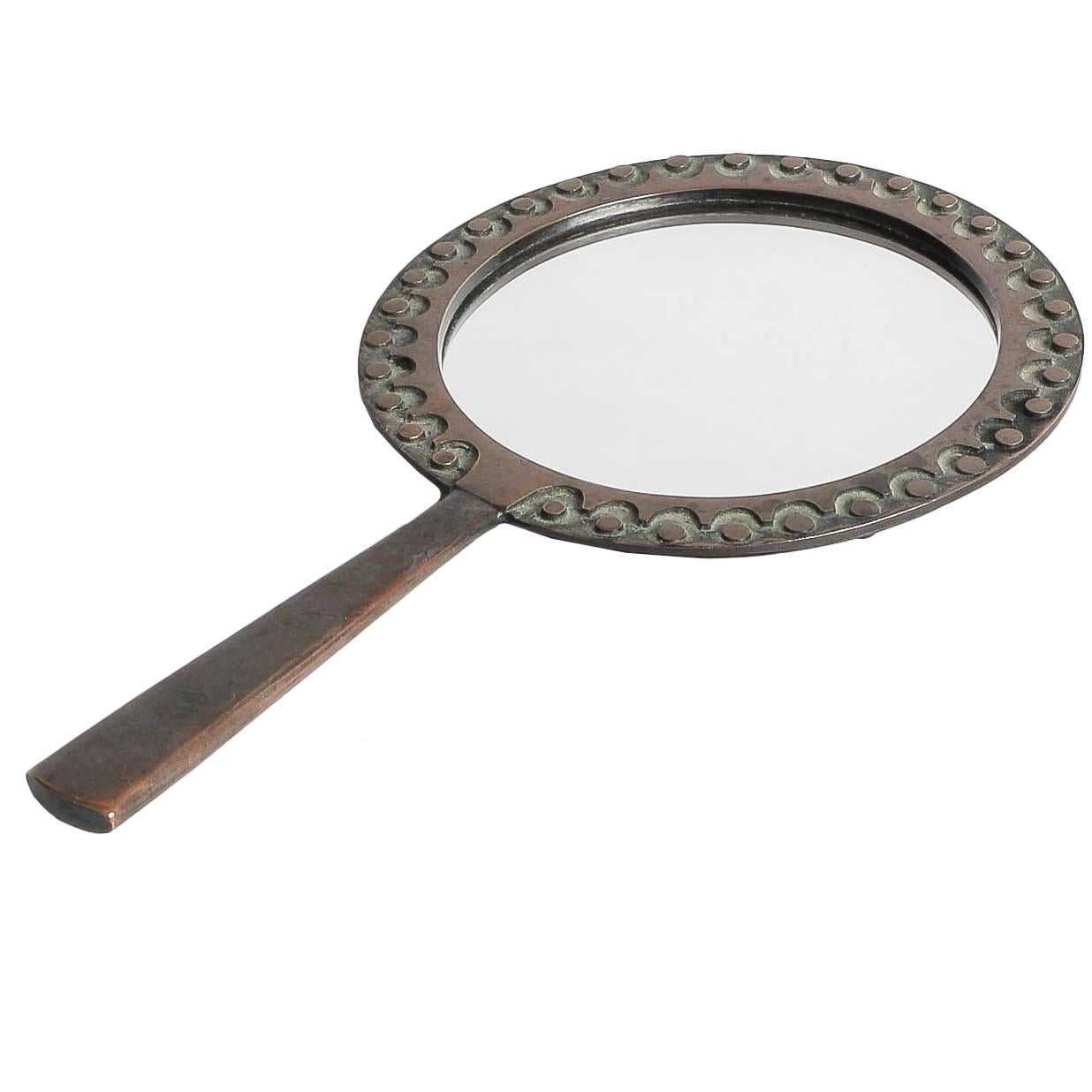 Hungarian Bronze Hand Mirror by Ottó Kopcsányi, 1960