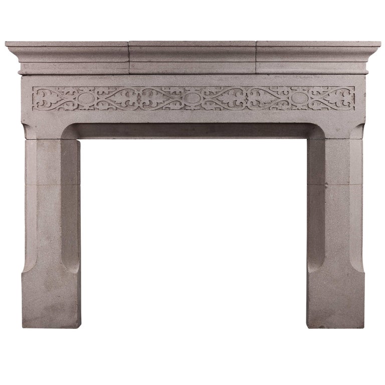 English Reconstituted Stone Fireplace In The Gothic Style For Sale