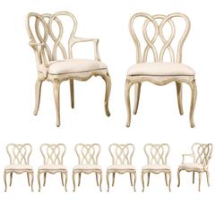 Set of Eight Venetian Style Painted Wood Chairs
