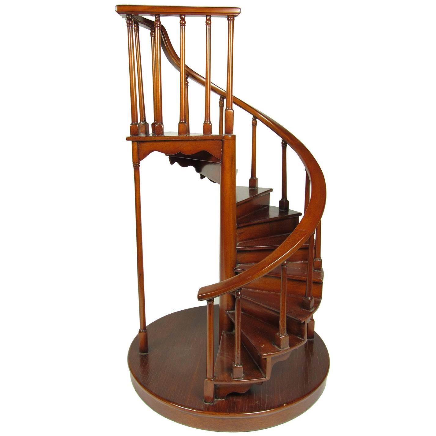 19th Century Mahogany Architectural Spiral Staircase Model
