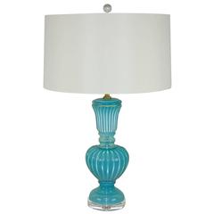 Aqua Blue Murano Opaline Table Lamp by Marbro 