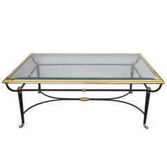 Good and Stylish French, 1950s Brass and Ebonized Metal Coffee Table