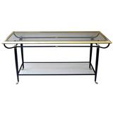 Good French 1960s Brass and Black Metal Console Table