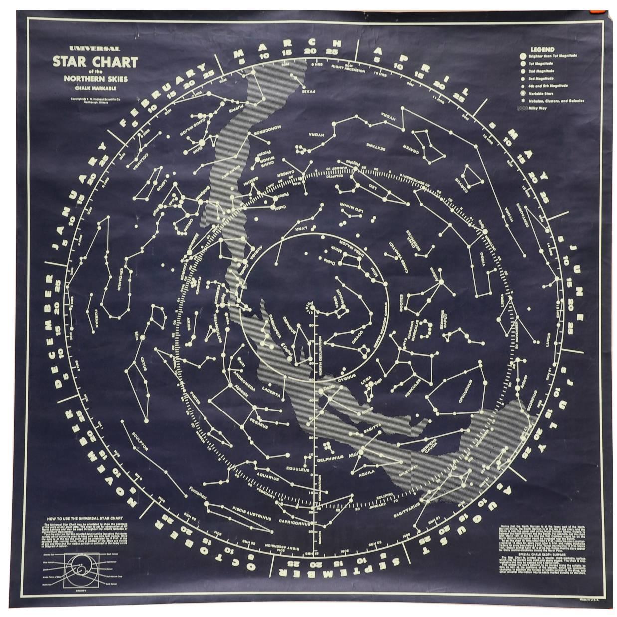 1950s Chalkable Northern Sky Star Map