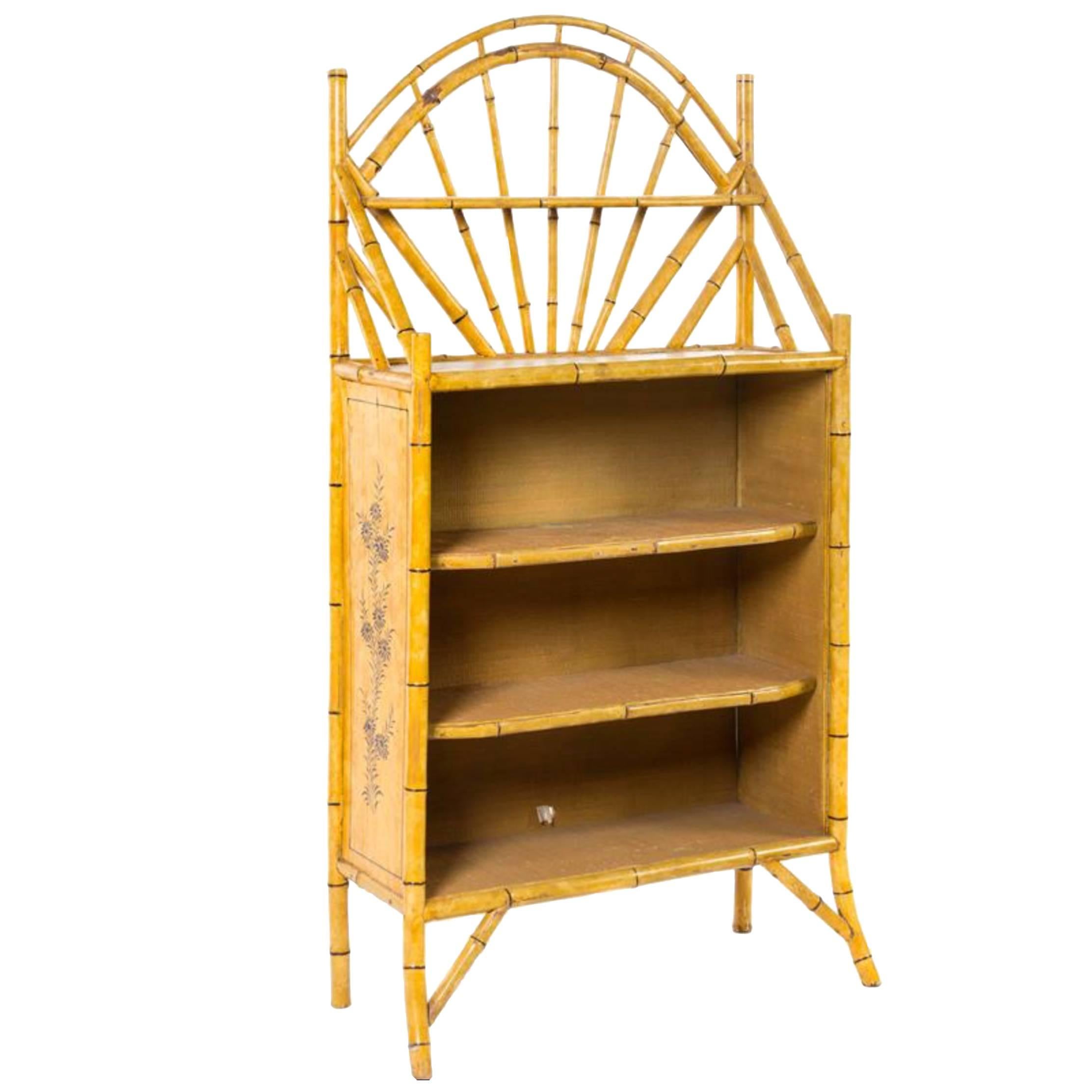19th Century English Bamboo Bookshelf with Lovely Painted Finish For Sale
