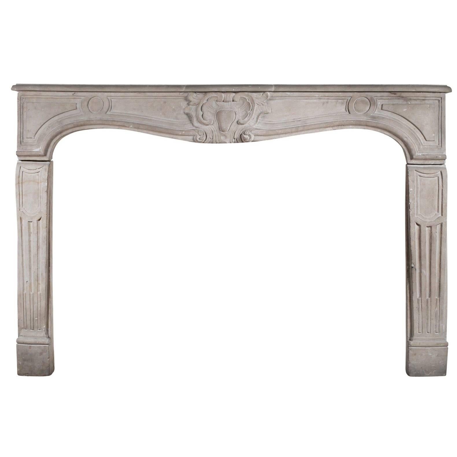 19th Century French Limestone Chimneypiece in the Louis XV Style