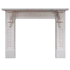 Early Victorian English Statuary Marble Fireplace