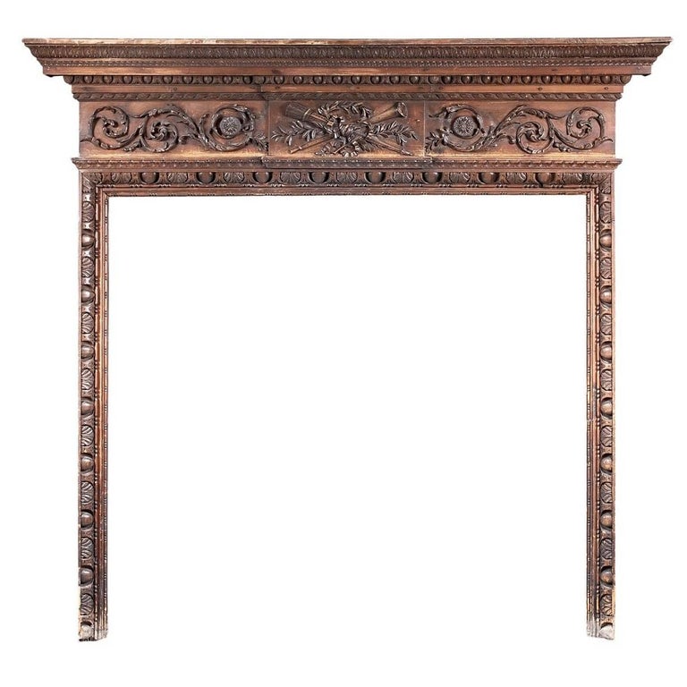 Late 18th Century Carved Pine English Fireplace