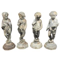 Antique Outstanding Set of Four Lead Statues, The Four Seasons