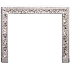 Vintage Attractive English Limestone Fireplace with Guilloche Carving