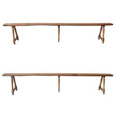 Pair of French Plank Top Benches
